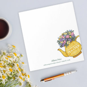Söt Tekanna och Flowers Teacher Gift Anteckningsbl Anteckningsblock