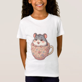 Söt tekopp hamster blommig rolig meme barn grafik t shirt