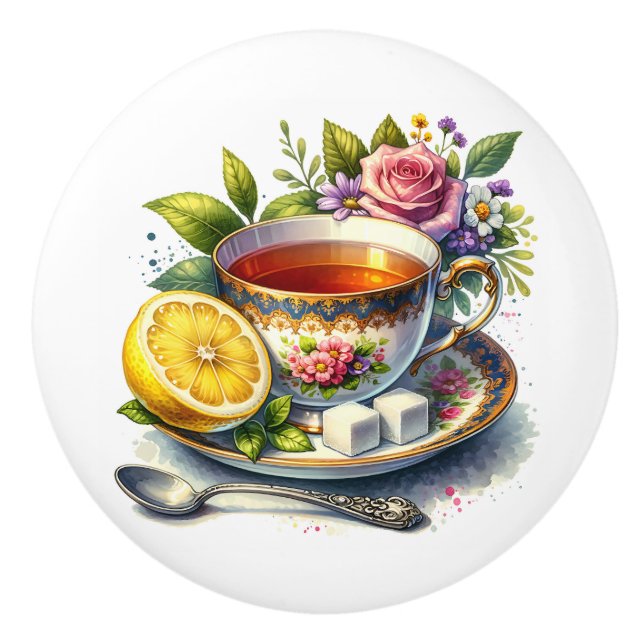 Söt tekopp med citron  knopp (Framsidan)