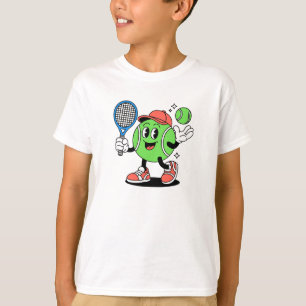Söt Tennisboll Karaktär Maskot Rolig Sport T Shirt