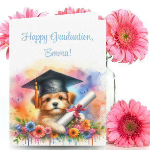 Söt terrierhund glad examen kort