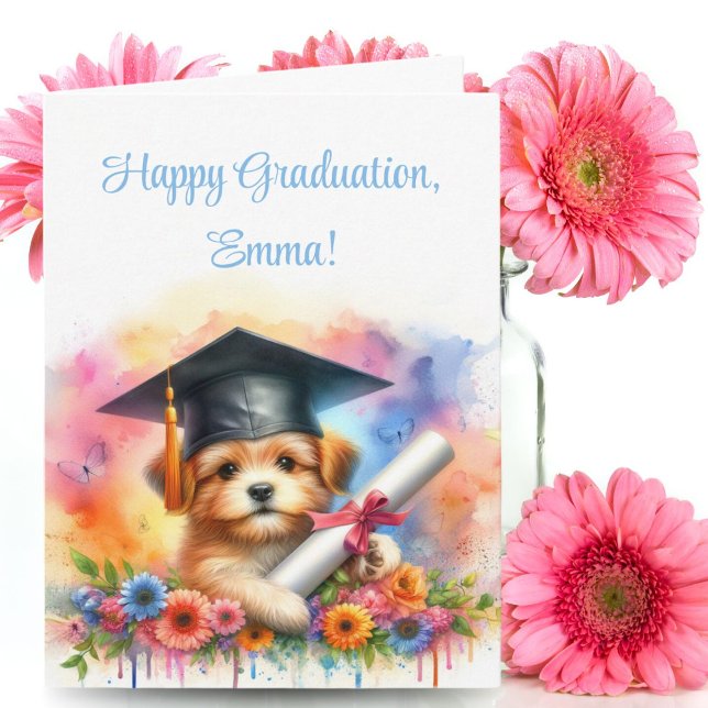 Söt terrierhund glad examen  kort (Skapare uppladdad)