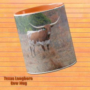 Söt Texas Longhorn Cow Farm Art Orange Mugg