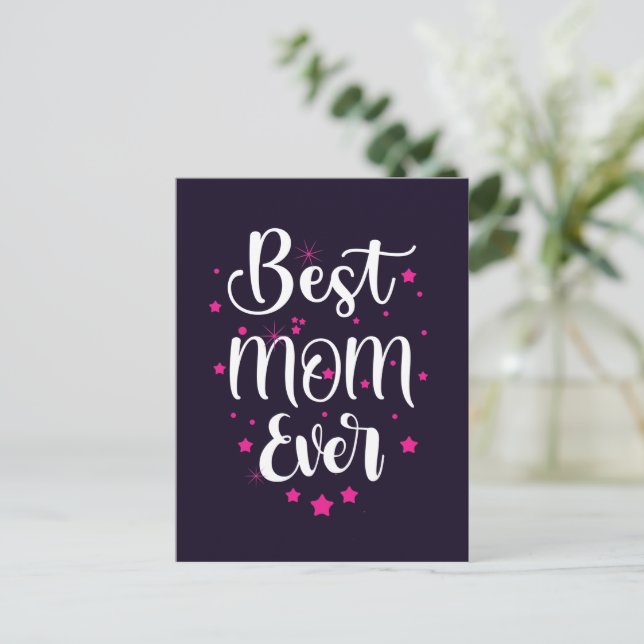 Söt text för bästa mamma och små stjärnor vykort (Stående Fram)
