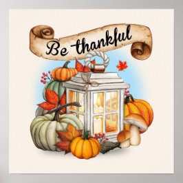 Söt Thankful Säsong-lampa Fall Poster