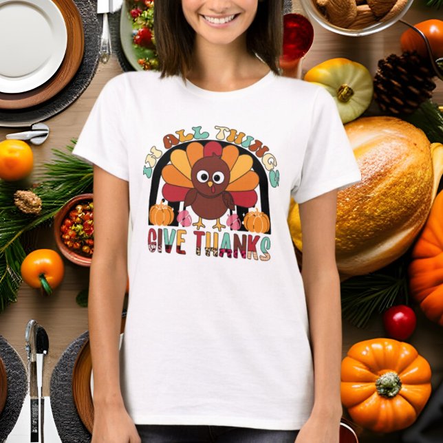 Söt Thankful turkey Thanksgiving ord art T Shirt (Skapare uppladdad)