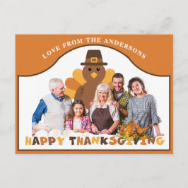 Söt Thanksgiving-kalkon bakgrund grupp foto Vykort