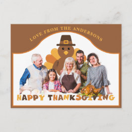 Söt Thanksgiving-kalkon bakgrund grupp foto Vykort