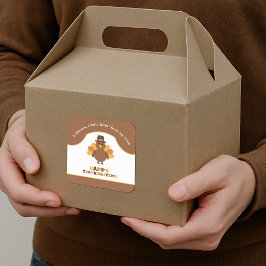 Söt Thanksgiving Kalkon Brun Överbliven Mat Take O Fyrkantigt Klistermärke