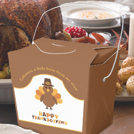 Söt Thanksgiving Kalkon Brun Överbliven Mat Take O Presentaskar