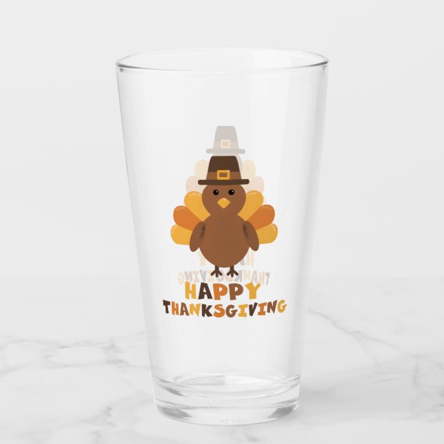 Söt Thanksgiving Kalkon Gul Orange Brun Glaskopp (Framsida)