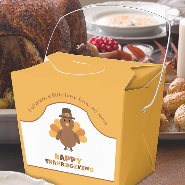Söt Thanksgiving Kalkon Gul Överbliven Mat Take Ou Presentaskar (Skapare uppladdad)