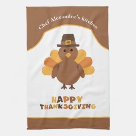 Söt Thanksgiving-kalkon Högtidlig Matlagning Prese Kökshandduk