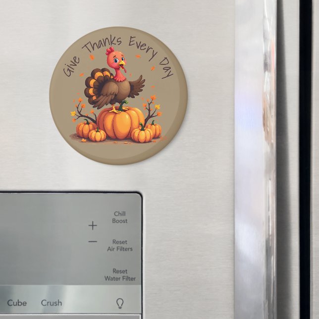 Söt Thanksgiving-kalkon Höstpumpor Scen Magnet (In Situ (Fridge))