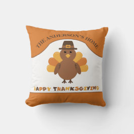 Söt Thanksgiving Kalkon Kudde