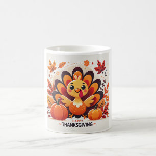 Söt Thanksgiving-kalkonmugg Kawaii höst Kaffemugg