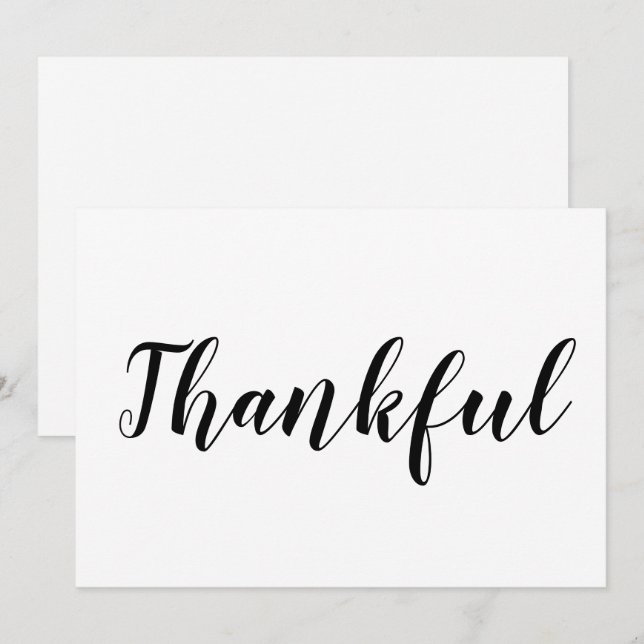 Söt thanksgiving-kort för tacksamt svart, vitt skr (Fram/baksida)