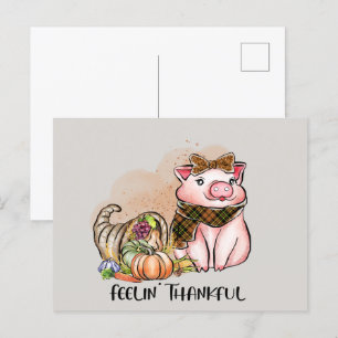 Söt Thanksgiving Land gris tacksamt Helg Vykort
