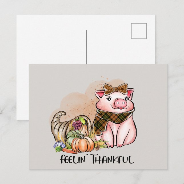 Söt Thanksgiving Land gris tacksamt Helg Vykort (Fram/baksida)