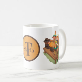 söt Thanksgiving Pilgrims Indians monogram Kaffemugg
