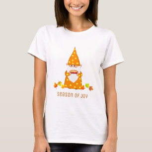 Söt Thanksgiving Tomte & Höstlöv T-Shirt