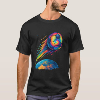 Söt Tie Dye Fotboll Cosmic Regnbåge Fotboll T Shirt