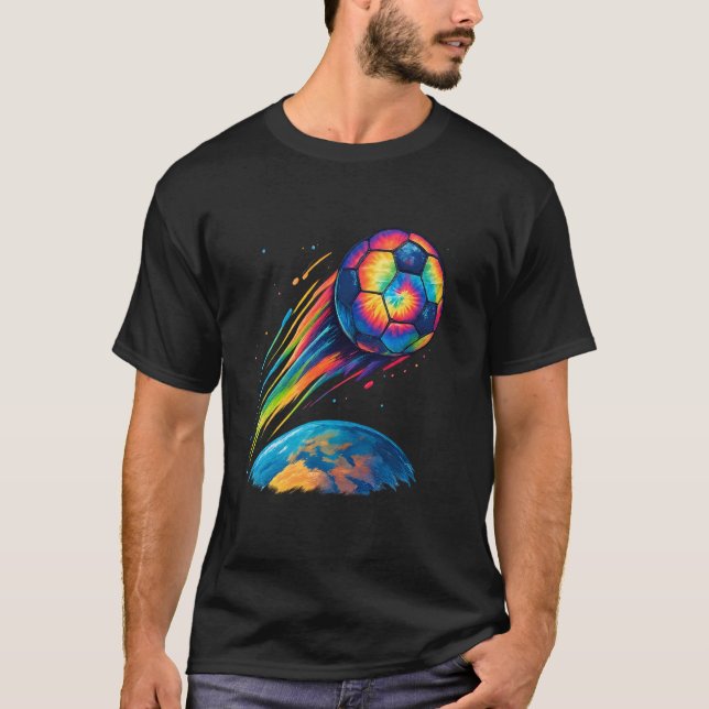 Söt Tie Dye Fotboll Cosmic Regnbåge Fotboll T Shirt (Framsida)