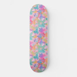 Söt Tie-Dye-stämpel Rosa regnbågsblomma Mönster Mini Skateboard Bräda 18,5 Cm