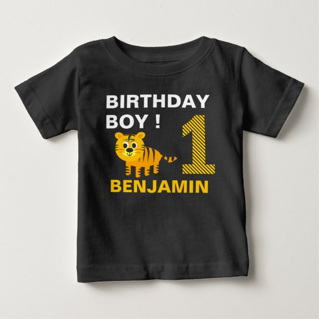 Söt Tiger 1:a Första Födelsedagsfest T Shirt (Framsida)