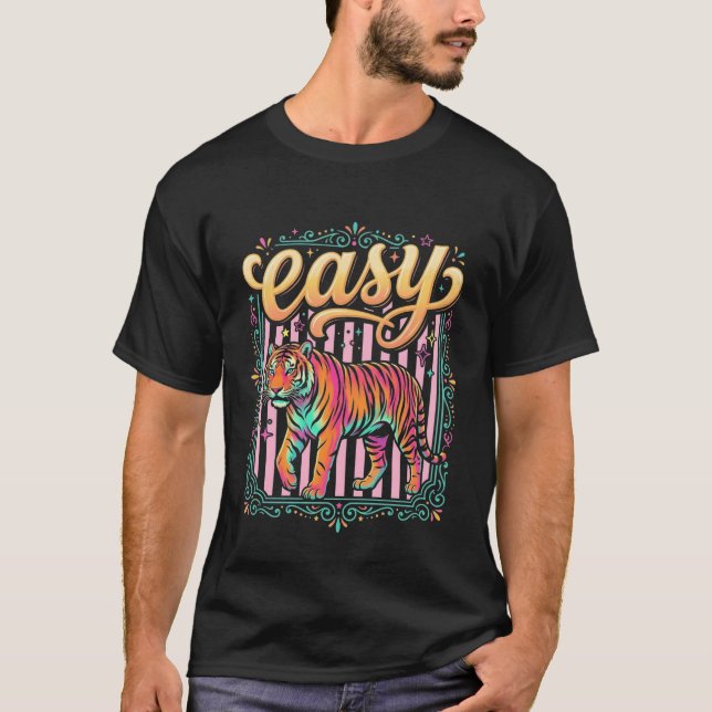 Söt Tiger Älskare Enkel Tiger Design Färgrik Retro T Shirt (Framsida)