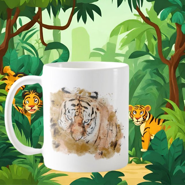 Söt tiger älskare lägg till monogram kaffemugg (Skapare uppladdad)