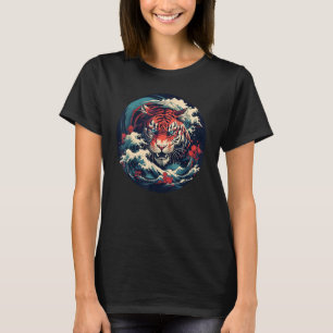 Söt Tiger Ansikte i Japan Stil för stora Katter Kä T Shirt