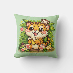 Söt Tiger Djungel Kawaii Kudd Kudde