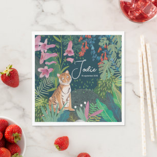Söt Tiger Djungel Ny Baby Shower Pappersservett