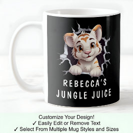 Söt Tiger I En Mugg! Nyhet För Tiger Älskare Svart Kaffemugg