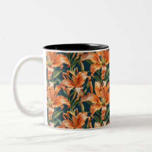 Söt Tiger Lily Blommigt Två-Tonad Mugg
