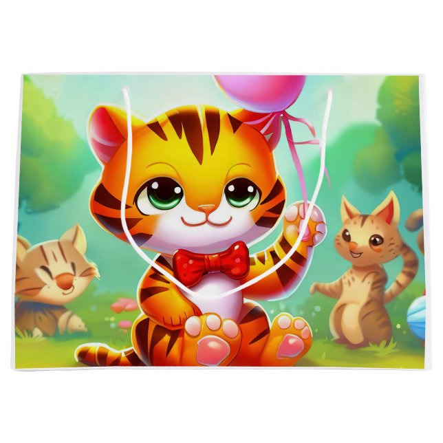 Söt tiger med ballongillustration (Framsidan)