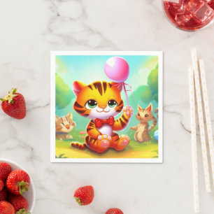 Söt tiger med ballongillustration pappersservett