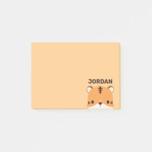 Söt tiger med personligt namn post-it block