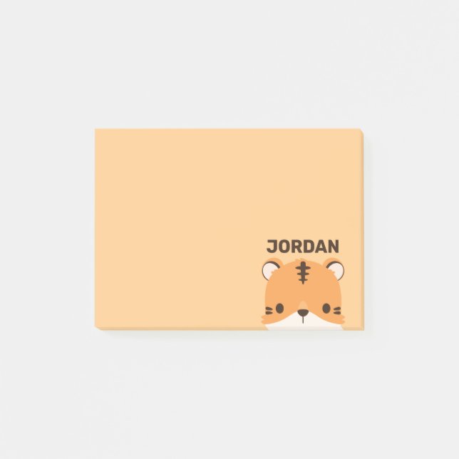 Söt tiger med personligt namn post-it block (Framsida)