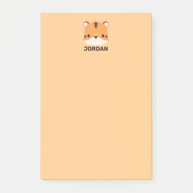 Söt tiger med personligt namn post-it block (Framsida)