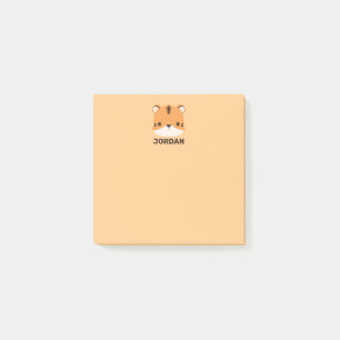 Söt tiger med personligt namn post-it block