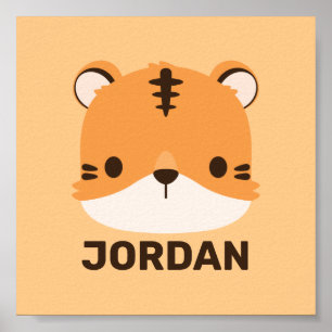 Söt tiger med personligt namn poster