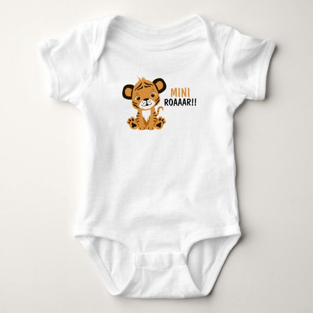 Söt Tiger Mini Roar Baby Overall T Shirt (Framsida)