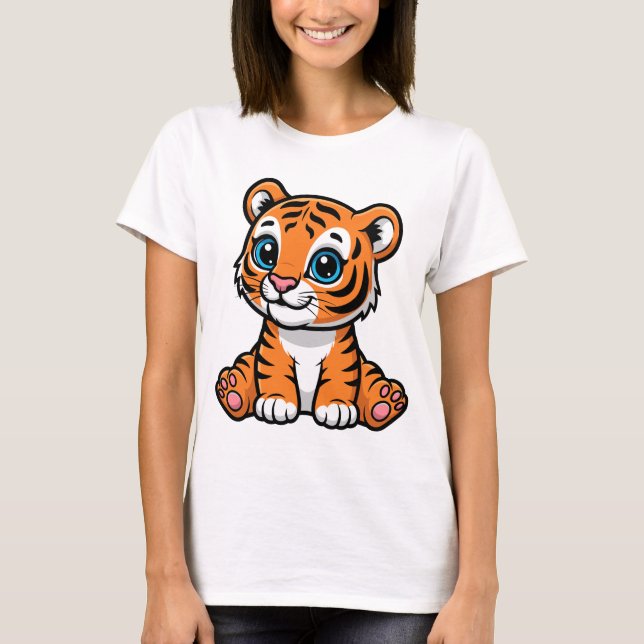 Söt Tiger T-Shirt – Bedårande Djur Grafisk Tee (Framsida)