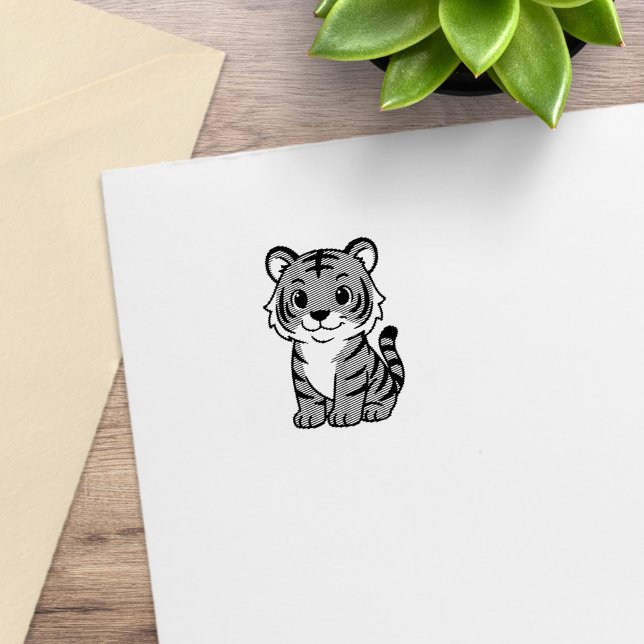 Söt tigerunge 1x1 stämpel (Skapare uppladdad)