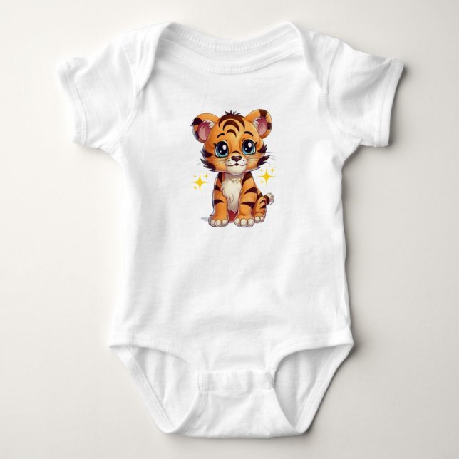 Söt tigerunge baby bodysuit. t shirt (Framsida)