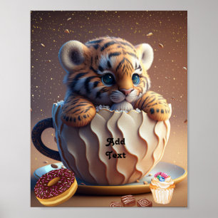 Söt tigerunge i en mugg Personlig barnkammare Poster