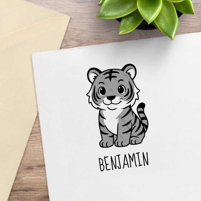 Söt tigerunge med anpassat namn stämpel (Skapare uppladdad)