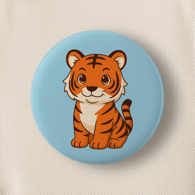 Söt tigerunge på blå knapp (Skapare uppladdad)